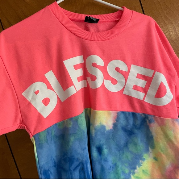 Rue21 Blessed Tie Dye Crop Top Sweatshirt Tee Shirt Top Small - Picture 3 of 6